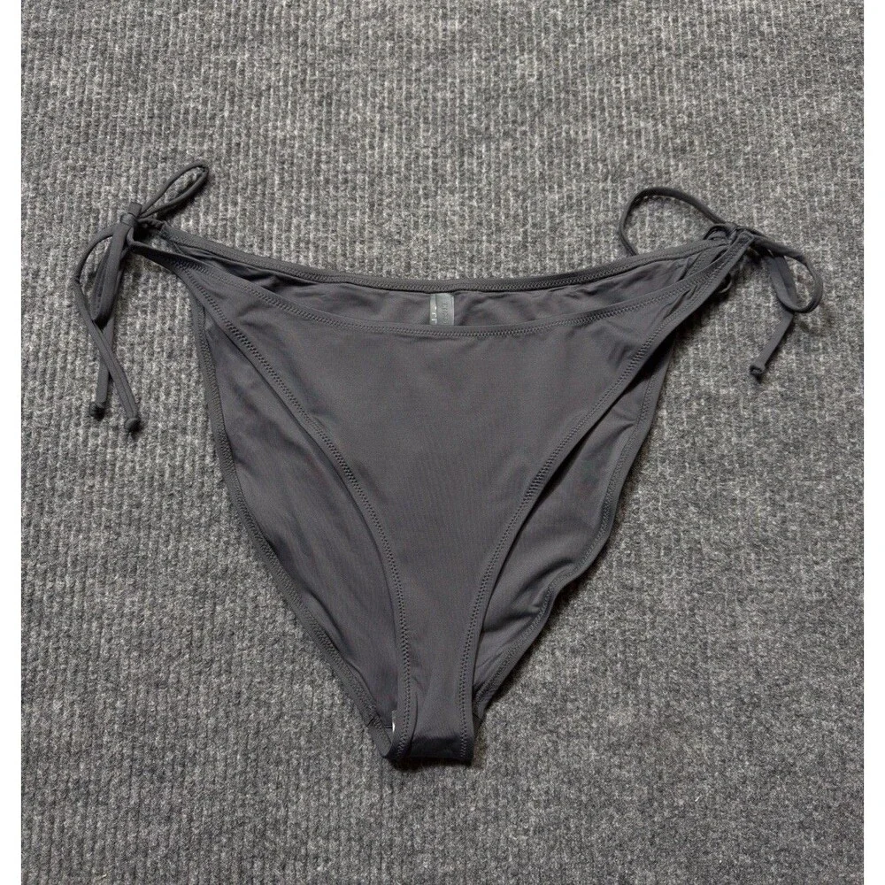 Skims Recycled Swim Size 4X Dipped Side Tie Bikini Bottoms Gunmetal Gray NEW